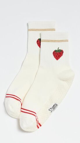 STEMS Women's Strawberry Grip Crew Socks in Kuwait