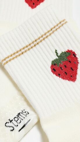 STEMS Women's Strawberry Grip Crew Socks in Kuwait