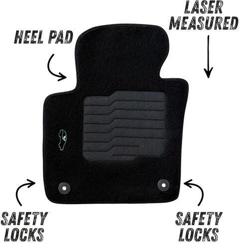 ecoMats Carpet Floor mats Custom Fit for 2011 to 2018 Volkswagen Jetta with Non-Slip Driver Heel Pad and Safety Locks, Front and Rear Set, Black in Saudi Arabia