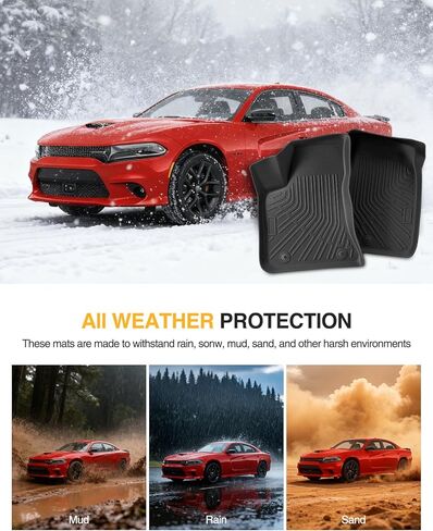 Floor Mats & Cargo Liner for Dodge Charger 2011-2023: Charger RWD/for Chrysler 300 RWD Custom Fit All Weather TPE Rubber Car Floor Mats, 4PCS Set Black Waterproof Carpet Protection Accessories in Kuwait