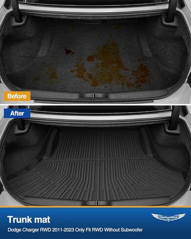 Floor Mats & Cargo Liner for Dodge Charger 2011-2023: Charger RWD/for Chrysler 300 RWD Custom Fit All Weather TPE Rubber Car Floor Mats, 4PCS Set Black Waterproof Carpet Protection Accessories in Kuwait