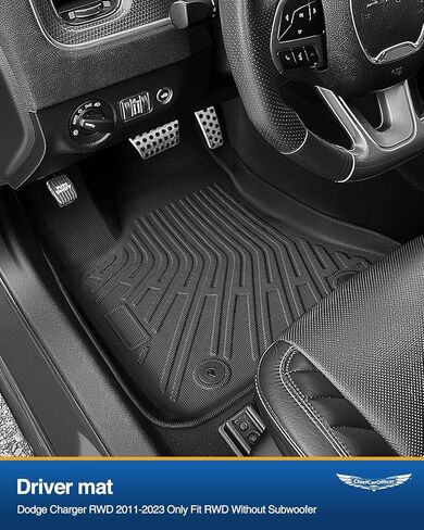Floor Mats & Cargo Liner for Dodge Charger 2011-2023: Charger RWD/for Chrysler 300 RWD Custom Fit All Weather TPE Rubber Car Floor Mats, 4PCS Set Black Waterproof Carpet Protection Accessories in Kuwait