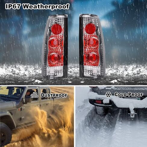 مصابيح خلفية ROXX لـ 1988-1999 Chevy C/K 1500/2500/ 3500، 1992-1999 Chevy Suburban 1500/2500، 1992-1994 Chevy Blazer، 1995-2000 Tahoe، زوج المصابيح الخلفية 1988-1999 GMC Suburban/C/K/Yukon (واضح) in Kuwait