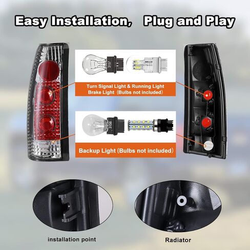مصابيح خلفية ROXX لـ 1988-1999 Chevy C/K 1500/2500/ 3500، 1992-1999 Chevy Suburban 1500/2500، 1992-1994 Chevy Blazer، 1995-2000 Tahoe، زوج المصابيح الخلفية 1988-1999 GMC Suburban/C/K/Yukon (واضح) in Kuwait