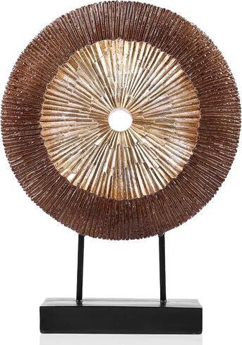 DOVDOV Wood Color Round Irregular line Statue, Unique Home Sculpture, Brown Home Decor for cabinets Above Coffee Table, entryway Table top TV Stand, Dining Table Centerpiece in Saudi Arabia