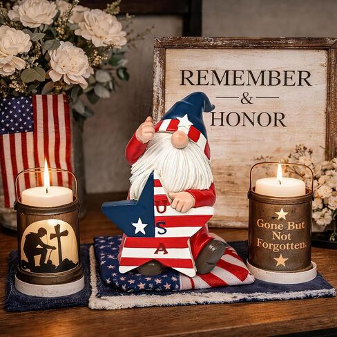 Gnomes Statues for Patriotic Decorations 6", 4th of July Decorations, Stars and Stripes Gnomes Figurines for Office Living Room Bedroom Garden and Windowsill, Memorial Day Gift for Home Decor in Saudi Arabia