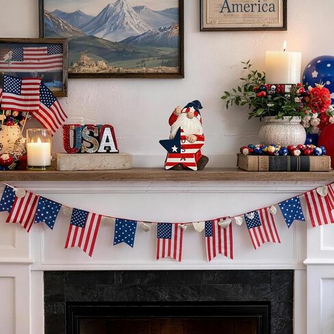 Gnomes Statues for Patriotic Decorations 6", 4th of July Decorations, Stars and Stripes Gnomes Figurines for Office Living Room Bedroom Garden and Windowsill, Memorial Day Gift for Home Decor in Saudi Arabia