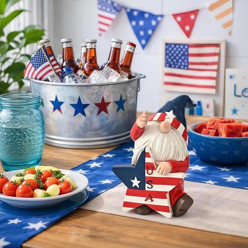 Gnomes Statues for Patriotic Decorations 6", 4th of July Decorations, Stars and Stripes Gnomes Figurines for Office Living Room Bedroom Garden and Windowsill, Memorial Day Gift for Home Decor in Saudi Arabia
