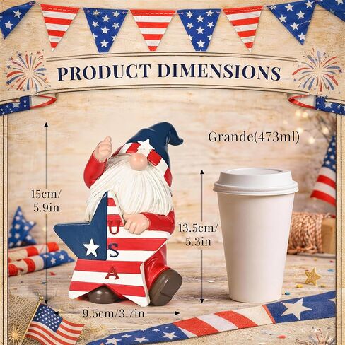 Gnomes Statues for Patriotic Decorations 6", 4th of July Decorations, Stars and Stripes Gnomes Figurines for Office Living Room Bedroom Garden and Windowsill, Memorial Day Gift for Home Decor in Saudi Arabia