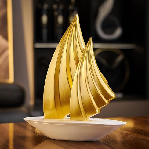 ديكور المنزل الفن الحديث الراتنج تمثال الجدول الديكور-الذهب قارب الراتنج ديكورات المنزل لغرفة المعيشة غرفة الطعام طاولة القهوة محور الرف ديكور in Kuwait