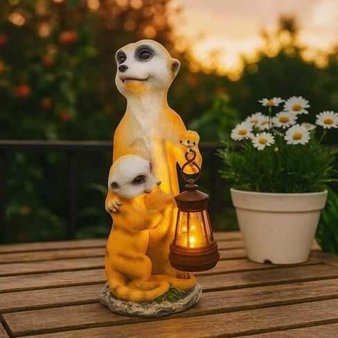 Mongoose Figurine with Solar Lantern Mongoose Lamp Decor Garden Statue Outside Outdoor Yard Housewarming Gifts for Mom Women Grandma in Saudi Arabia