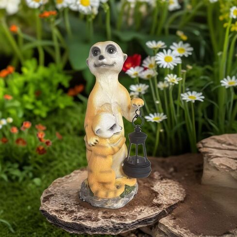 Mongoose Figurine with Solar Lantern Mongoose Lamp Decor Garden Statue Outside Outdoor Yard Housewarming Gifts for Mom Women Grandma in Saudi Arabia