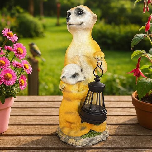 Mongoose Figurine with Solar Lantern Mongoose Lamp Decor Garden Statue Outside Outdoor Yard Housewarming Gifts for Mom Women Grandma in Saudi Arabia