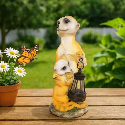 Mongoose Figurine with Solar Lantern Mongoose Lamp Decor Garden Statue Outside Outdoor Yard Housewarming Gifts for Mom Women Grandma in Saudi Arabia