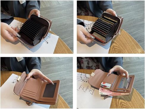 محفظة DAISHA 2 في 1 بمشبك لحامل بطاقات الائتمان مع 14 فتحة، محافظ من جلد البقر تعمل بتقنية RFID ومحفظة للعملات المعدنية وحقيبة يد. in Kuwait