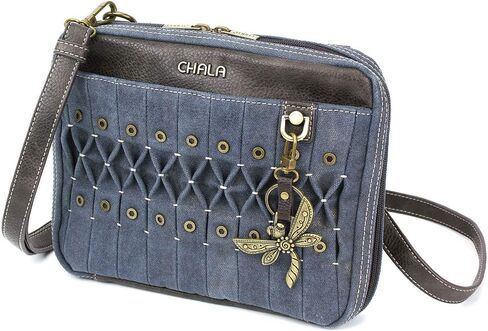 Chala Origami Xbody Crossbody Bag w/Metal Keychain - Dragonfly Blue in Saudi Arabia