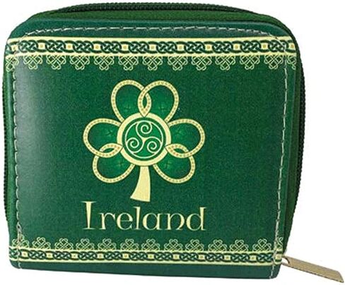 Irish Shamrock St. Patrick's Day Lucky Sign Money Mini Leather Wallet 4.33'', Green in Kuwait