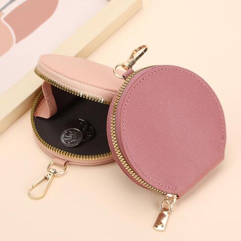 Portable Small Wallet for Women, Earphone Lipstick Credit Card Wallet, Travel Essential, Solid Color Round Lightweight Zipper Holder, Colored Round Coin Purse, Multifunctional Mini Keycard. Blue in Saudi Arabia