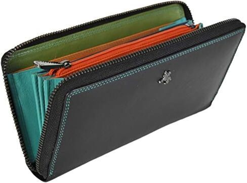 Visconti Large Continental Zip Around Purse in Red Or Black Multi SP79 (Black) in Saudi Arabia