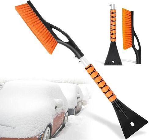 27" Car Snow Brush and Ice Scrapers for Car Windshield, 2-in-1 Detachable Ice Scraper and Brush for Car with Ergonomic Foam Handle, Suitable for Cars, Trucks, SUVs in Kuwait