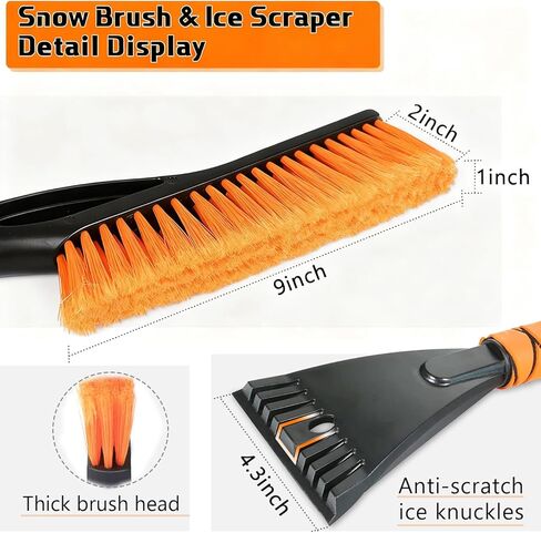 27" Car Snow Brush and Ice Scrapers for Car Windshield, 2-in-1 Detachable Ice Scraper and Brush for Car with Ergonomic Foam Handle, Suitable for Cars, Trucks, SUVs in Kuwait