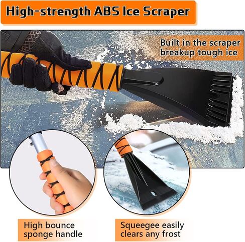 27" Car Snow Brush and Ice Scrapers for Car Windshield, 2-in-1 Detachable Ice Scraper and Brush for Car with Ergonomic Foam Handle, Suitable for Cars, Trucks, SUVs in Kuwait