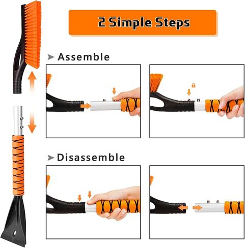 27" Car Snow Brush and Ice Scrapers for Car Windshield, 2-in-1 Detachable Ice Scraper and Brush for Car with Ergonomic Foam Handle, Suitable for Cars, Trucks, SUVs in Kuwait