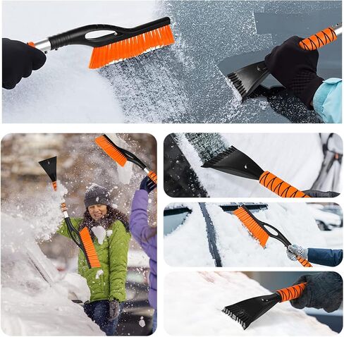 27" Car Snow Brush and Ice Scrapers for Car Windshield, 2-in-1 Detachable Ice Scraper and Brush for Car with Ergonomic Foam Handle, Suitable for Cars, Trucks, SUVs in Kuwait