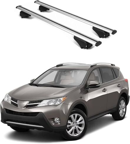 ERKUL Roof Rack Cross Bars for Toyota RAV4 2013-2018 | Aluminum Crossbars with Anti Theft Lock for Rooftop | Compatible with Raised Rails - Silver in Saudi Arabia