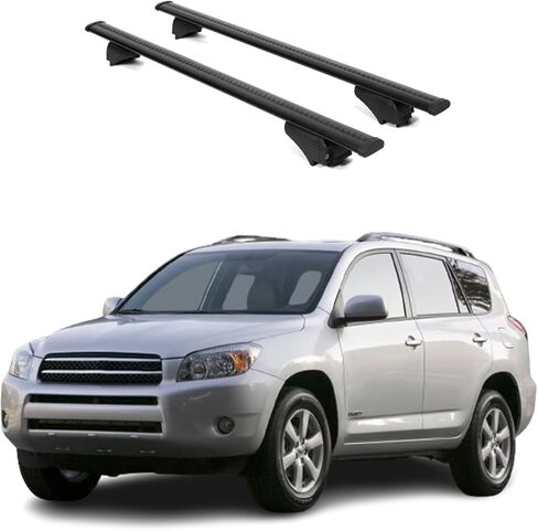 قضبان متقاطعة لحامل السقف ERKUL لسيارة Toyota RAV4 2013-2018 | قضبان متقاطعة من الألومنيوم مع قفل مضاد للسرقة على السطح | متوافق مع القضبان المرتفعة - فضي in Kuwait