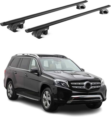 OMAC Roof Rack Cross Bars TÜV Certified for Mercedes GLS Class X166 2017-2019 – Lockable (4 Locks) – Max Load 220 lb / 100 kg – Stainless Steel Strap + Rubber Protection Silver in Saudi Arabia