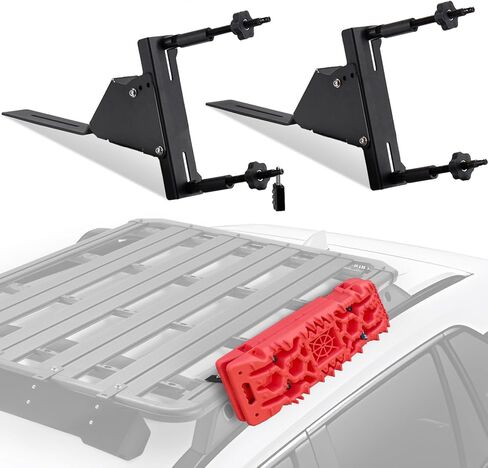 FieryRed Recovery Track Board Mounting Kit, Universal Traction Boards Mount Bracket, Side Mount for Roof Platform Rack with Lock for Overland Vehicle Roof Platform in Kuwait