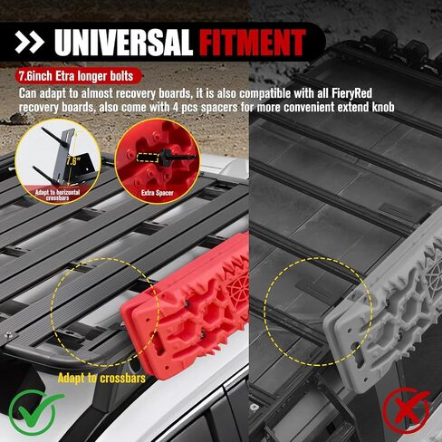 FieryRed Recovery Track Board Mounting Kit, Universal Traction Boards Mount Bracket, Side Mount for Roof Platform Rack with Lock for Overland Vehicle Roof Platform in Kuwait