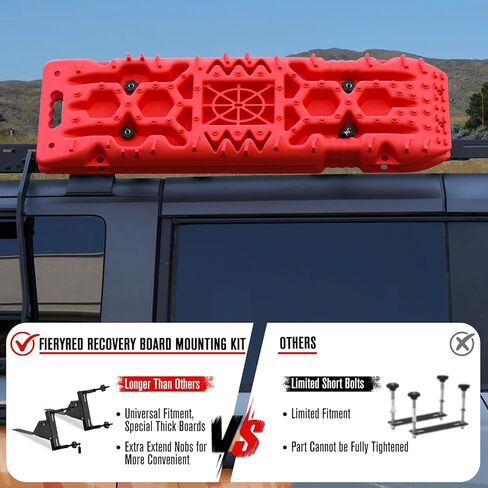 FieryRed Recovery Track Board Mounting Kit, Universal Traction Boards Mount Bracket, Side Mount for Roof Platform Rack with Lock for Overland Vehicle Roof Platform in Kuwait