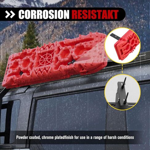FieryRed Recovery Track Board Mounting Kit, Universal Traction Boards Mount Bracket, Side Mount for Roof Platform Rack with Lock for Overland Vehicle Roof Platform in Kuwait