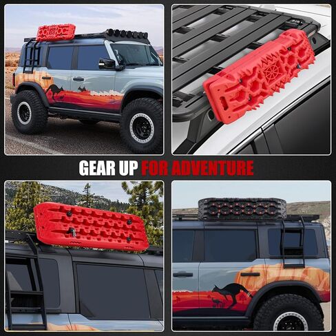 FieryRed Recovery Track Board Mounting Kit, Universal Traction Boards Mount Bracket, Side Mount for Roof Platform Rack with Lock for Overland Vehicle Roof Platform in Kuwait