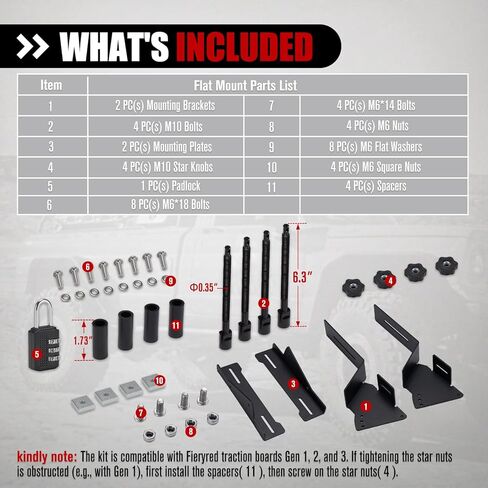 FieryRed Recovery Track Board Mounting Kit, Universal Traction Boards Mount Bracket, Side Mount for Roof Platform Rack with Lock for Overland Vehicle Roof Platform in Kuwait