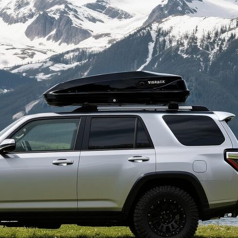 Hard Shell Roof Cargo Box, 15.5 Cu Ft Cargo Box with Lock, 58.3‘’ x35.4‘’ x 13" Tool-Free Install, Dual-Side Opening Waterproof, Fits Most Roof Racks, 130 lbs Capacity, Carbon Black in Saudi Arabia