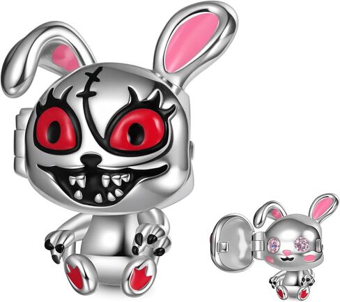 GNOCE Halloween Bunny Face Changeable Charm Bracelet for Women, S925 Sterling Silver Dangle Charms for Women Wife, Valentine‘s Day, Mother’s Day Jewelry in Saudi Arabia