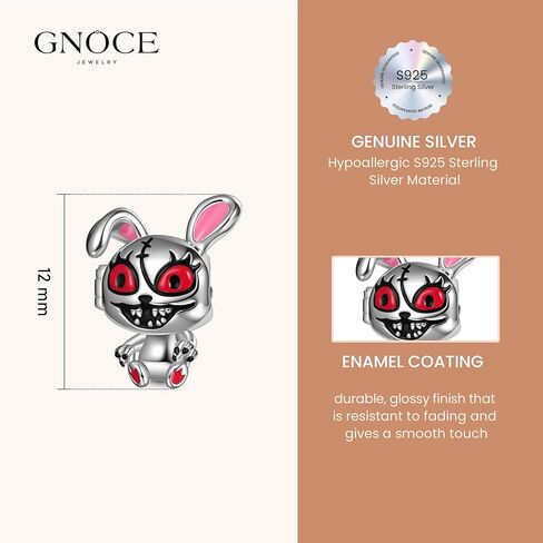 GNOCE Halloween Bunny Face Changeable Charm Bracelet for Women, S925 Sterling Silver Dangle Charms for Women Wife, Valentine‘s Day, Mother’s Day Jewelry in Saudi Arabia