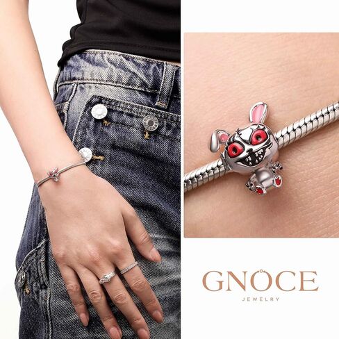 GNOCE Halloween Bunny Face Changeable Charm Bracelet for Women, S925 Sterling Silver Dangle Charms for Women Wife, Valentine‘s Day, Mother’s Day Jewelry in Saudi Arabia