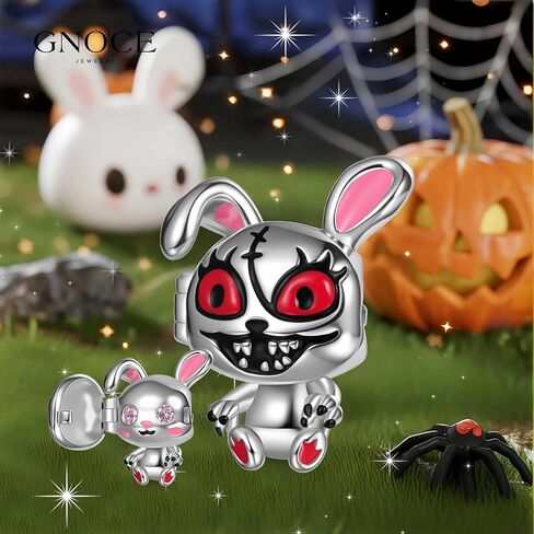 GNOCE Halloween Bunny Face Changeable Charm Bracelet for Women, S925 Sterling Silver Dangle Charms for Women Wife, Valentine‘s Day, Mother’s Day Jewelry in Saudi Arabia