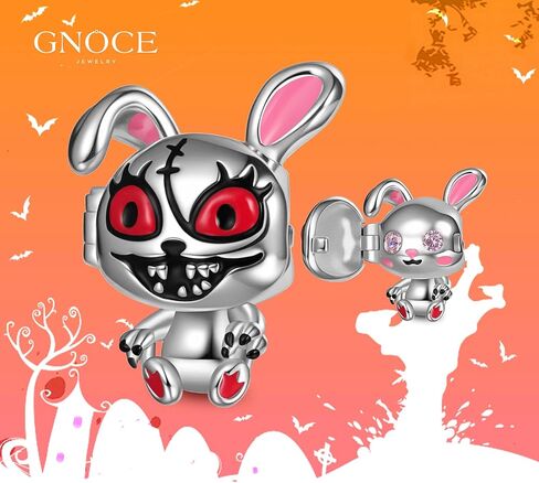 GNOCE Halloween Bunny Face Changeable Charm Bracelet for Women, S925 Sterling Silver Dangle Charms for Women Wife, Valentine‘s Day, Mother’s Day Jewelry in Saudi Arabia