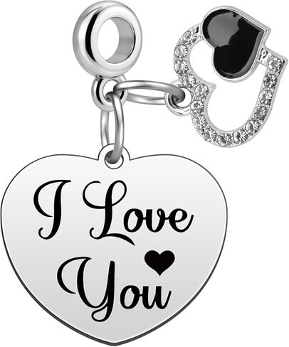 Heigebi Love Heart Dangle Charm for Bracelet Necklace Mothers Day Christmas Valentines Day Birthday Jewelry Gift for Mom Wife Sister Friends Grandma Girlfriend I Love You Romantic Jewelry Present in Saudi Arabia
