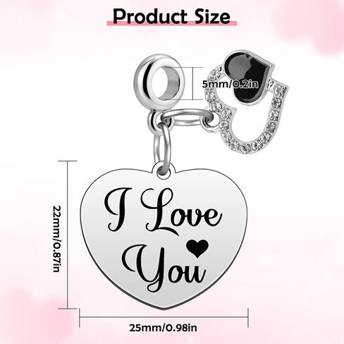 Heigebi Love Heart Dangle Charm for Bracelet Necklace Mothers Day Christmas Valentines Day Birthday Jewelry Gift for Mom Wife Sister Friends Grandma Girlfriend I Love You Romantic Jewelry Present in Saudi Arabia