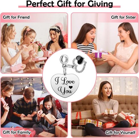 Heigebi Love Heart Dangle Charm for Bracelet Necklace Mothers Day Christmas Valentines Day Birthday Jewelry Gift for Mom Wife Sister Friends Grandma Girlfriend I Love You Romantic Jewelry Present in Saudi Arabia