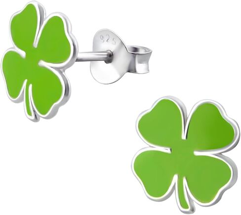 925 Sterling Silver Irish Green Shamrocks Four-Leaf Cloversst st patricks day Stud Earrings Hypoallergenic 4670 in Saudi Arabia