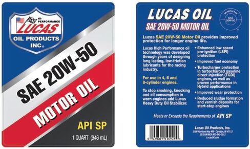 Lucas Oil 10252-6PK SAE 20W-50 Plus Racing Oil - 1 Quart Bottle, (Case of 6) in Saudi Arabia