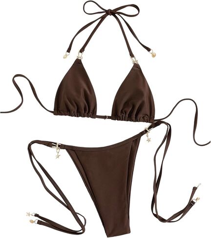 SweatyRocks Women's 2 Piece Bikini Set Halter Triangle Swimsuits Sexy String Bathing Suit in Saudi Arabia