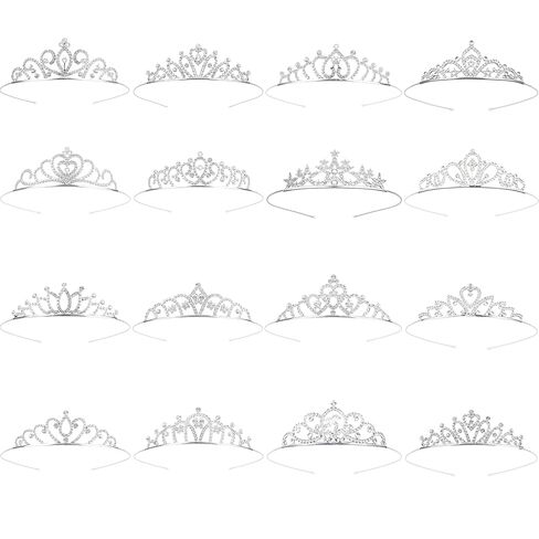 Tiaras for Women Girls 16PCS Sparkly Rhinestone Princess Crown Headband Cute Small Tiara Crown Headbands Set for Birthday Party Costume Wedding Halloween in Saudi Arabia